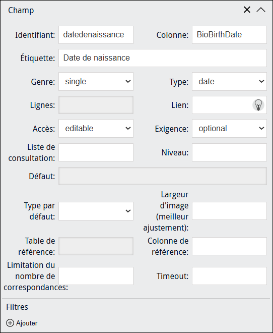 Cliquez pour agrandir Champ de date